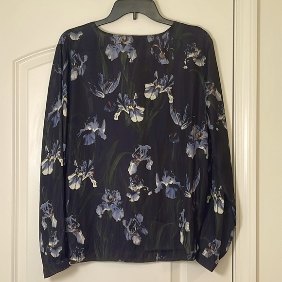 H&M Silky Long-Sleeve Button-Down Floral Blouse Size 14 - Picture 2 of 6